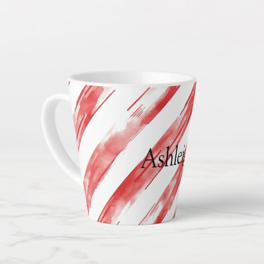 Candy Cane Red Stripes Kerstmis Latte Mok (Linkerhoek)