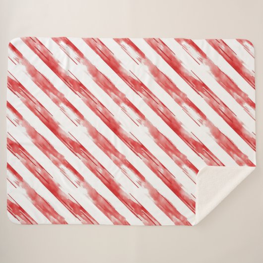 Candy Cane Red Stripes Kerstmis Sherpa Deken (Voorkant (horizontaal))