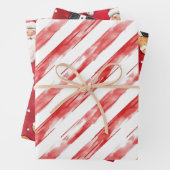 Candy Cane Red Stripes Santa Christmas Inpakpapier Vel (In situ)
