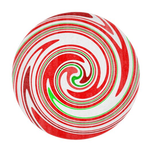 Candy Cane Red White Festive Swirl Snijplank (Voorkant)