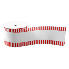 Candy Cane Red White Striped Edge Grosgrain Lint