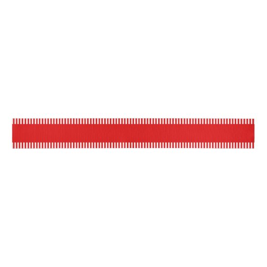 Candy Cane Red White Striped Edge Wide Grosgrain Lint (Voorkant)