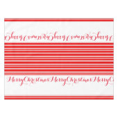Candy Cane Red & White Striped Merry Kerstmis Tafelkleed (Voorkant (Horizontaal))