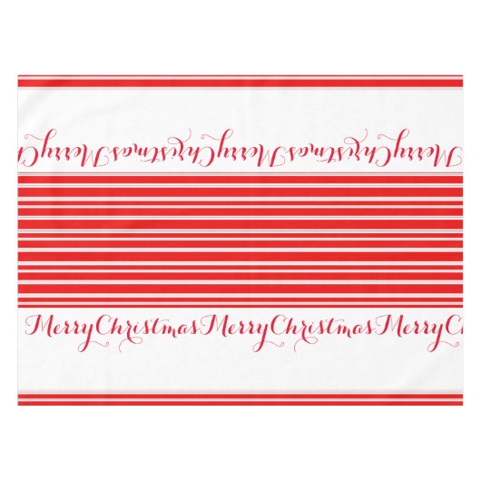Candy Cane Red & White Striped Merry Kerstmis Tafelkleed (Voorkant (Horizontaal))