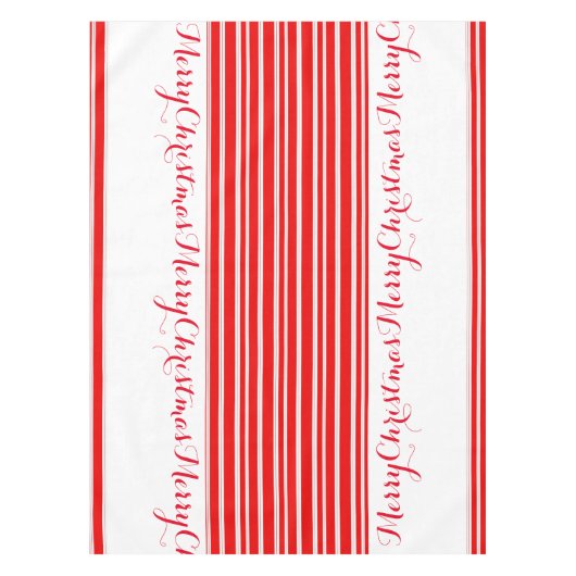 Candy Cane Red & White Striped Merry Kerstmis Tafelkleed (Voorkant)