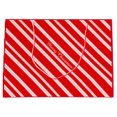 Candy Cane Red White Stripes Merry Kerstmis! Large Cadeautasje (Voorkant)