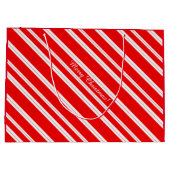 Candy Cane Red White Stripes Merry Kerstmis! Large Cadeautasje (Achterkant)