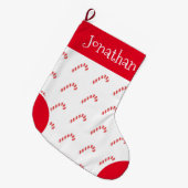 Candy Cane Red & White Typografie Name Grote Kerstsok (Voorkant (Hangend))