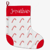 Candy Cane Red & White Typografie Name Grote Kerstsok (Voorkant)