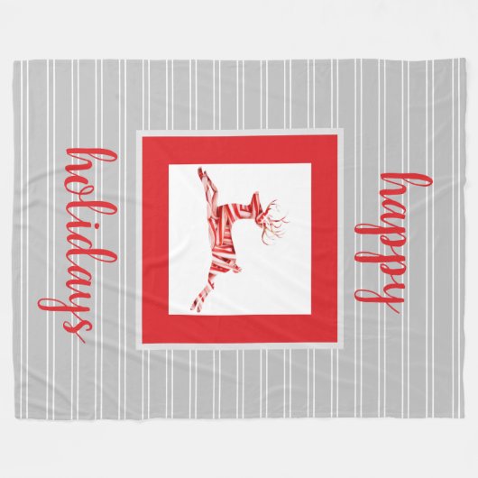 Candy Cane Reindeer, feestdag Fleece Deken (Voorkant (Horizontaal))