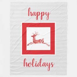 Candy Cane Reindeer, feestdag Fleece Deken
