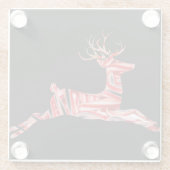 Candy Cane Rendier op zwarte, strakke kerst Glazen Onderzetter (Achterkant)