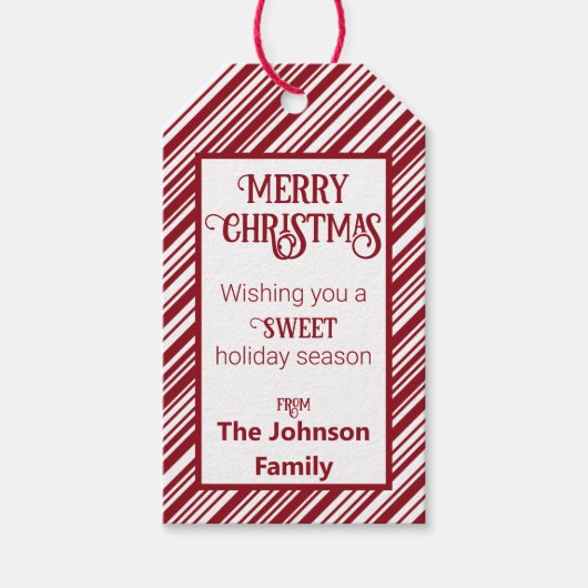 Candy Cane Retro Cadeaulabel (Voorkant)