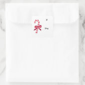 Candy Cane Ribbon Classic Illustration Vierkante Sticker (Tas)