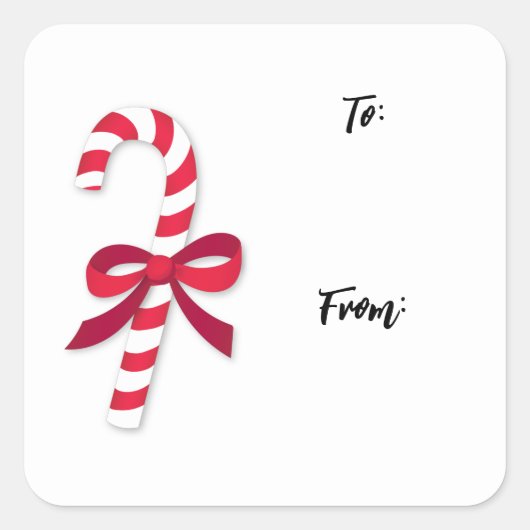 Candy Cane Ribbon Classic Illustration Vierkante Sticker (Voorkant)