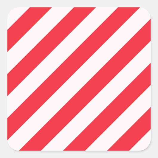 Candy Cane Rode en witte diagonale strepen Vierkante Sticker (Voorkant)