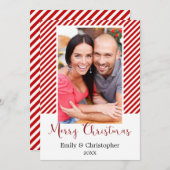 Candy Cane Rode en witte strepen Kerstmis Foto Feestdagenkaart (Voorkant / Achterkant)