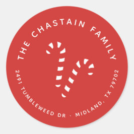 Candy Cane Rode Kerst retour adres Sticker