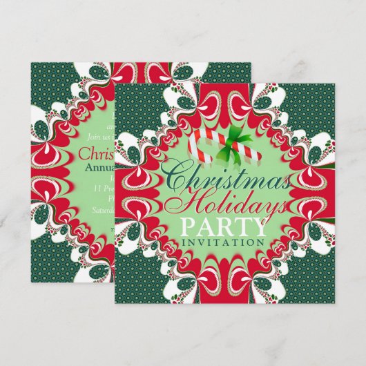  Candy Cane Rode Kerstfeest Uitnodigingen (Voorkant / Achterkant)