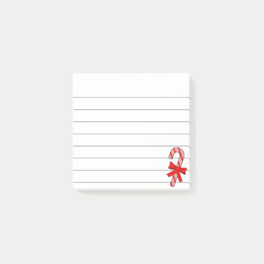 Candy Cane Rode Lint Kerstdrawing Post-it® Notes (Voorkant)