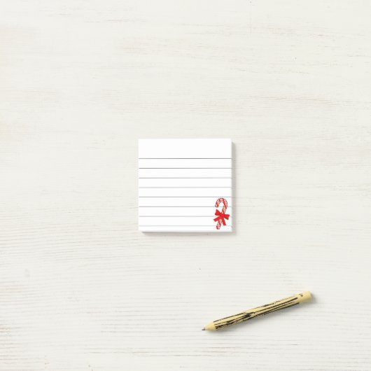 Candy Cane Rode Lint Kerstdrawing Post-it® Notes (Op bureau)