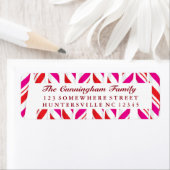 Candy Cane rode & roze achtergrond Etiket (Insitu)