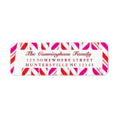 Candy Cane rode & roze achtergrond Etiket (Voorkant)