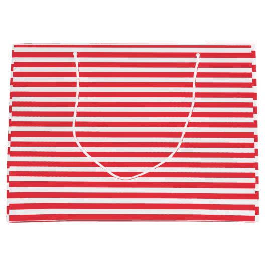 Candy Cane Rood en Wit Eenvoudig Horizontaal Gestr Groot Cadeauzakje (Voorkant)