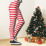 Candy Cane Rood en Wit Eenvoudig Horizontaal Gestr Leggings<br><div class="desc">Candy Cane Rood en Wit Eenvoudig Horizontaal Gestreept.</div>