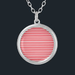 Candy Cane Rood en Wit Eenvoudig Horizontaal Gestr Zilver Vergulden Ketting<br><div class="desc">Candy Cane Rood en Wit Eenvoudig Horizontaal Gestreept.</div>