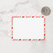 Candy Cane Rood Groen Wit Kerstpatroon Blank Notitiekaartje (Voorkant / Achterkant in situ)