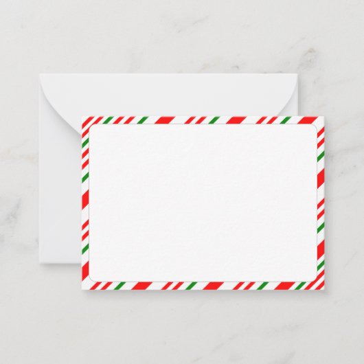 Candy Cane Rood Groen Wit Kerstpatroon Blank Notitiekaartje (Voorkant)