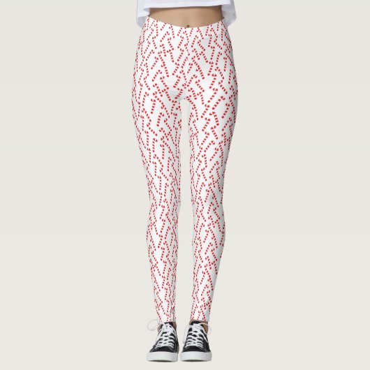 Candy Cane rood wit patroon Leggings (Voorkant)