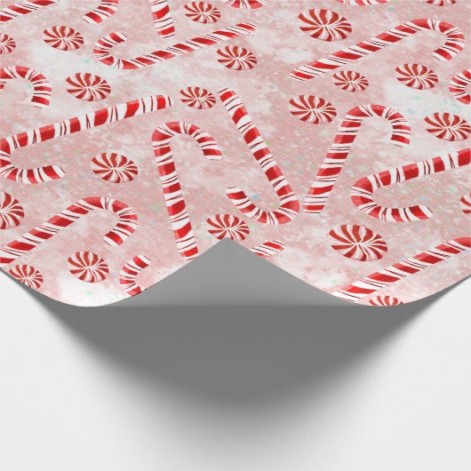 Candy Cane roze Cadeaupapier (Hoek)