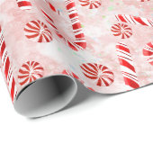 Candy Cane roze Cadeaupapier (Rol Hoek)