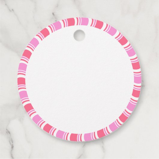 Candy Cane Roze en Witte Kerst Patroon Bedankjes Labels (Achterkant)