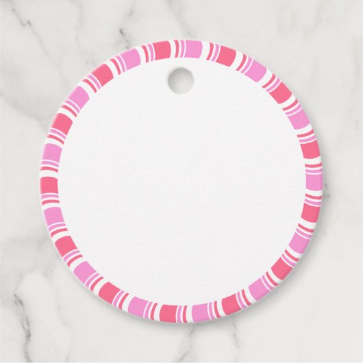 Candy Cane Roze en Witte Kerst Patroon Bedankjes Labels (Voorkant)