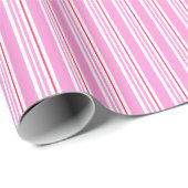 Candy Cane Roze en Witte Kerst Patroon Cadeaupapier (Rol Hoek)