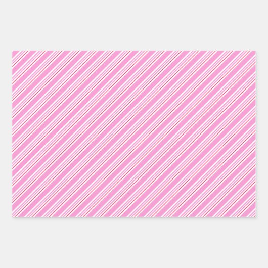 Candy Cane Roze en Witte Kerst Patroon Inpakpapier Vel (Voorkant 2)