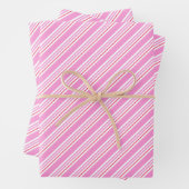 Candy Cane Roze en Witte Kerst Patroon Inpakpapier Vel (In situ)