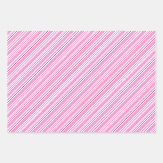 Candy Cane Roze en Witte Kerst Patroon Inpakpapier Vel (Voorkant)