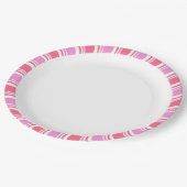 Candy Cane Roze en Witte Kerst Patroon Papieren Bordje (Gekanteld)