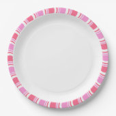 Candy Cane Roze en Witte Kerst Patroon Papieren Bordje (Voorkant)