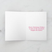 Candy Cane Roze Flamingo Kerstwensen Kaart (Binnen)