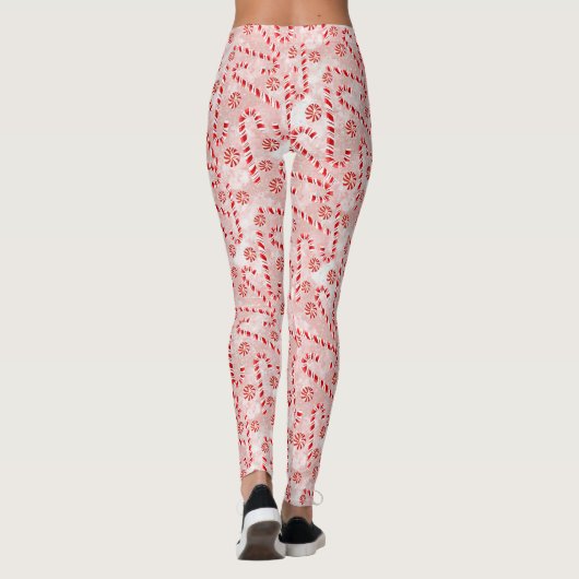 Candy Cane roze Kerstmis Leggings (Achterkant)
