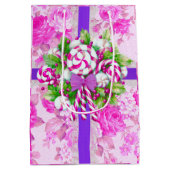 Candy Cane Roze Kerstmis Medium Cadeauzakje (Achterkant)