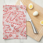 Candy Cane roze Kerstmis Theedoek (Quarter Fold)