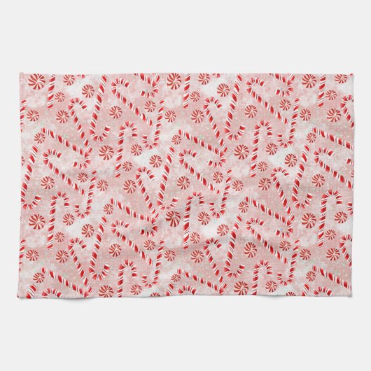 Candy Cane roze Kerstmis Theedoek (Horizontaal)