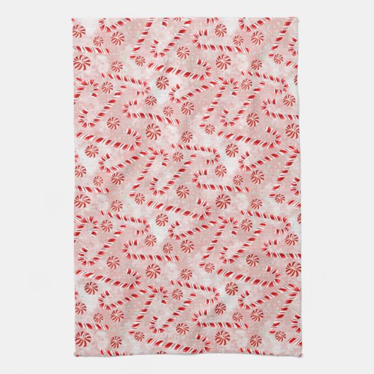 Candy Cane roze Kerstmis Theedoek (Verticaal)