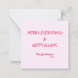 Candy Cane roze Prettige feestdagen Merry Alles Notitiekaartje